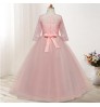 New princess lace flower embroidery Party Pageant kids dresses for girls of 6-14 years Wedding clothing