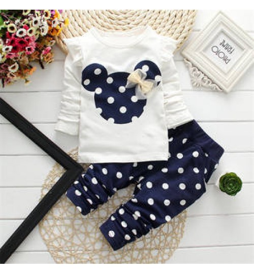 Baby girl boutique clothing sets children cartoon dot long sleeve kids wear bangladesh girls for kids clothes A426