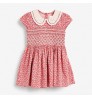 High Quality Kids Girls summer clothing 100%cotton Girls Cherry print smocked dress with perter pan collar 2T-7