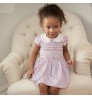 High Quality Kids Girls summer clothing 100%cotton Girls Cherry print smocked dress with perter pan collar 2T-7