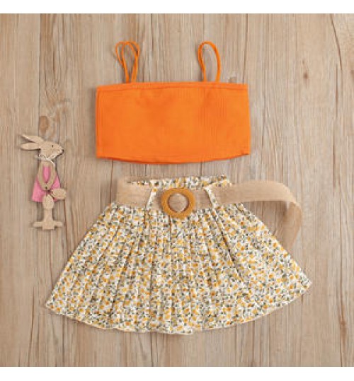 Wholesale Kids Clothes Boutique Girl Outfits Floral School Girl Costume Pleated Skirt Set Children s Clothing