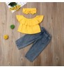 Manufacturer Fashion Cute Ribbed Cotton Kids Clothing Sets Baby Girl Clothes Bow 3pcs