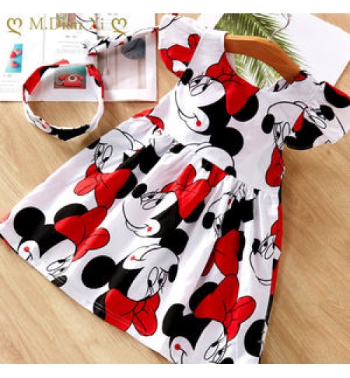 Girls Clothing New fashion baby girls dress summer cartoon minnie mouse princess kids clothes 0-6 yearsGirls dresses