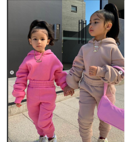 Unisex Children Custom Thick Kids Fall Girl Clothing Autumn Stacked long Sleeves Girl Boutique Clothing Sets Hoodie