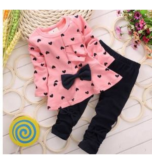 Girls' Clothing Sets Fall Spring Two Piece Outfits Dress Pants Cute Baby Girl Clothes Dot Printing Kids Casual Wear