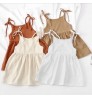 baby body Wholesale Kids Summer Clothing 2-6 Years Girls' Dresses, 4 Colors white baby Sling frocks Linen Cotton baby dresses