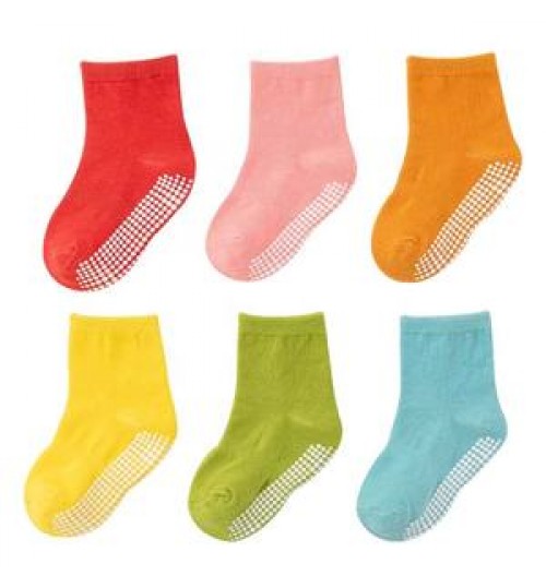 Wholesale Baby Non Slip Socks Pack With Grips Neutral Organic Cotton Socks For Infants Little Girls Boys