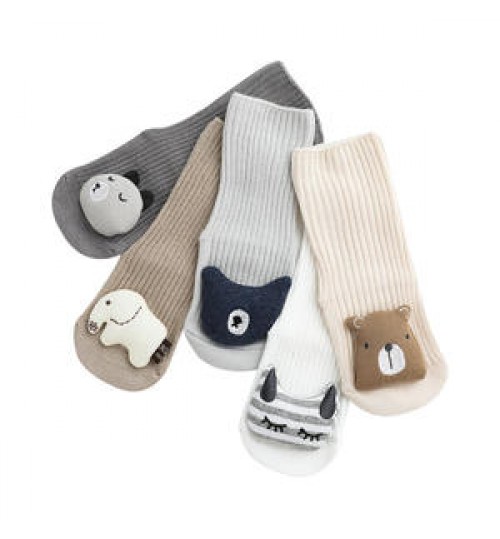 Youki Custom Logo Design Cotton Anti-Slip Newborn Cute 3D Animal Boy Girl Baby Socks