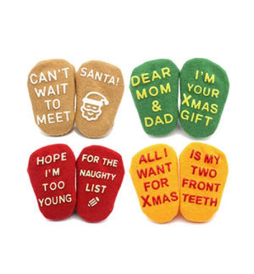 Non Slip Silicon Baby and Newborn Present Cute Gift Set Funny Christmas Baby Socks