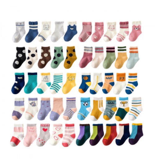New 40 Custom Designs 5 Pack Baby Socks Anti Slip Kids Socks(Old) Ankle Boys Girls Soft Cotton Cartoon Cute Baby Socks Set