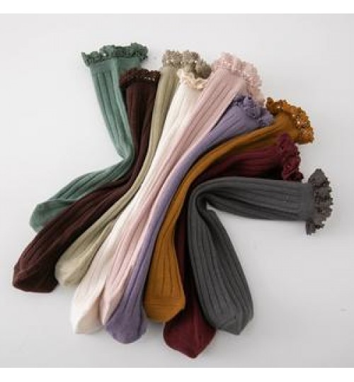 2022 spring girls' Princess socks combed cotton Spanish medium tube socks one size straight tube baby lace pile socks