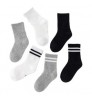 Classical Fashion Black White Grey Plain Stripes Children Socks Custom Crew Cotton Unisex Sport Socks for Kids Wholesale