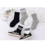 Classical Fashion Black White Grey Plain Stripes Children Socks Custom Crew Cotton Unisex Sport Socks for Kids Wholesale