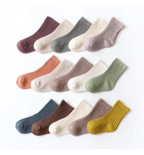 boutique boys girls children kids socks 5 colors per pack candy colorful colors plain cotton crew kids slouch socks