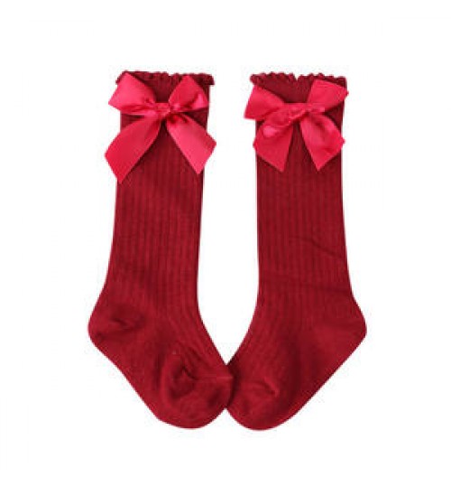 3073 Newborn Baby Girl Socks New Kids Bow Knee High Socks Toddler Soft Cotton Summer Bowknot Hollow Out Children Princess Socks
