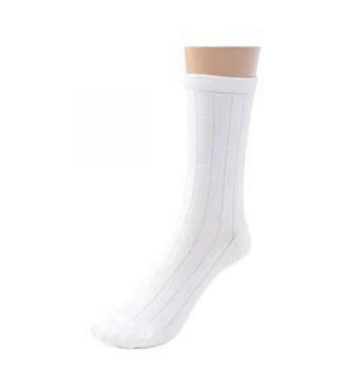 Bamboo Ribbed Boys Girls White Children Crew Socks, Uniform Basic Casual School Socks