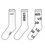 Custom Design Logo Embroidered Jacquard Print White Black Unisex Men Cotton Socks