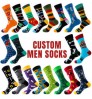 Wholesale Custom men's dress 100 Cotton Natural Crew Happy Funny Crazy Colorful Men's Socks & hosiery