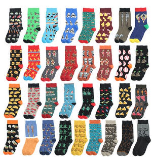 Men's Funny Dress Socks Fun Colorful Crazy Novelty Fashion Cool Cute Design Printed Crew Socks Casual Socks