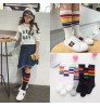 YiWu Kids Boy Football Socks Striped Colored Rainbow Knee Socks Customized School White Long Girl Fashion Children Cotton Socks