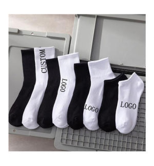 High Quality Embroidery Men Athletic Sports Crew Socken Men's Plain White Cotton Ankle Custom Logo Socks