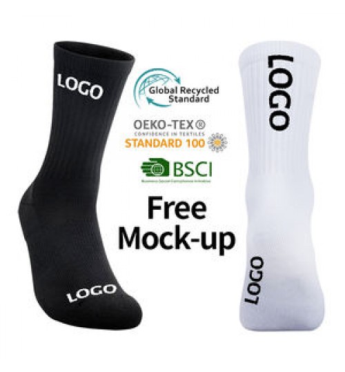 Low MOQ Custom Logo Athletic Men`s Tube White Womens Sports Socks
