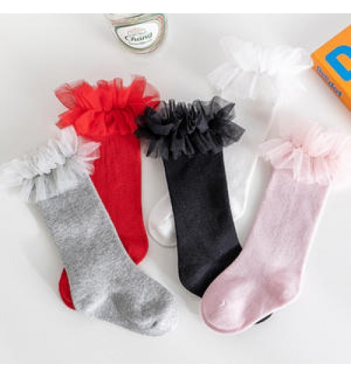 toddler High quality lovely cotton stocking knee high girl custom mesh children solid color baby socks