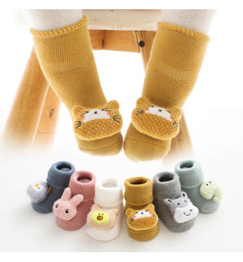 infant toddler Warm Thick Terry non-slip Floor Sock Baby & children socks cute 3d Doll cartoon upper home slipper socks
