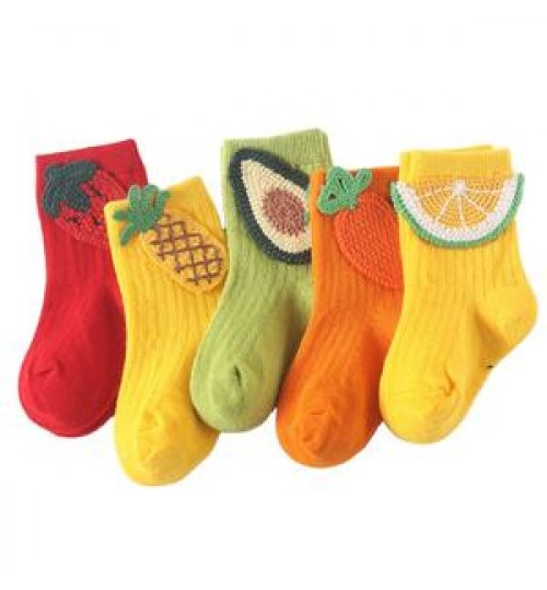 Factory Price Hot Sale Toddler Kid Children Fruit Cotton Calcetines Girl Sweat-absorbing Combed Infant Newborn Baby Socks