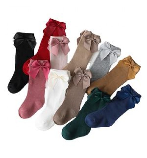 New Brand Baby Toddlers Socks Autumn Winter Children Girls Knee High Long Sock Cotton Big Bow Spanish Style Kids Floor Socks