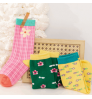 Fashion autumn children socks floral design baby toddler calf socks knee socks for girls