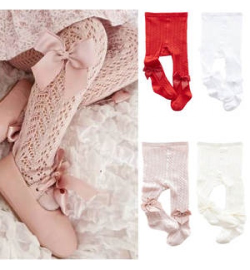 Spain Style Girls Stockings Hollow Bow Tights for Kids Fishnet Clothing Toddler Pantyhose Spring Summer Thin Ballet Baby Bottom