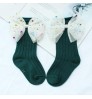 New Comfort Color Tube Socks Girls Baby Striped Dress Tube Socks Bow Stars Children Cotton Sweat Cute White Casual Socks