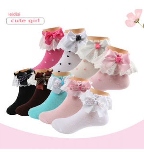 Design wholesale low tube lace ruffled toddler girl casual student socks