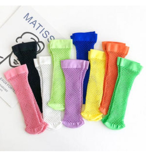 2022 Summer Toddler Children Girl Solid Fishnet Socks Stylish Big Hole Dress Socks Mixed Color 2-8 Years Free size