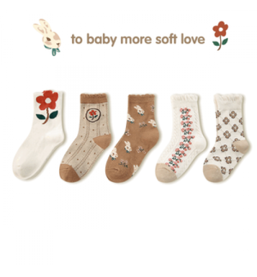 wholesale girls flower pattern warm socks toddler baby lovely cotton socks
