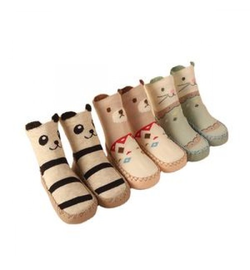 Spring Organic Cotton Breathable Absorb-Sweat Cute Cartoon Toddle Baby Crew Socks Shoe