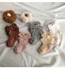 4201-1 Winter Baby Thick Knitted Girls Ankle Socks Big Bow Warm Cotton Socks Infant Toddlers Solid Color Socks