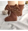 4201-1 Winter Baby Thick Knitted Girls Ankle Socks Big Bow Warm Cotton Socks Infant Toddlers Solid Color Socks