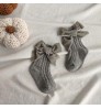 4201-1 Winter Baby Thick Knitted Girls Ankle Socks Big Bow Warm Cotton Socks Infant Toddlers Solid Color Socks
