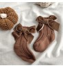 4201-1 Winter Baby Thick Knitted Girls Ankle Socks Big Bow Warm Cotton Socks Infant Toddlers Solid Color Socks