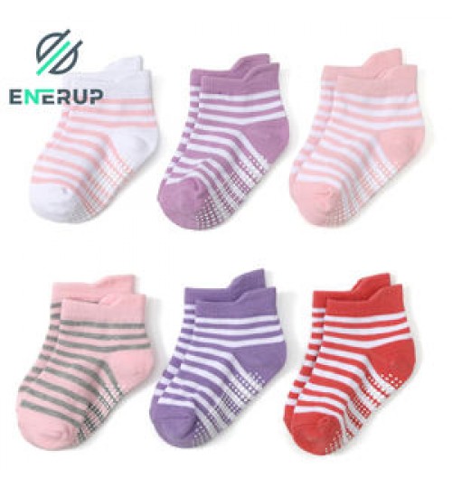 Enerup 100% Cotton No Show Socks Keep Warm Soft Baby Socks Anti Slip Toddler Toddler Ruffle Socks