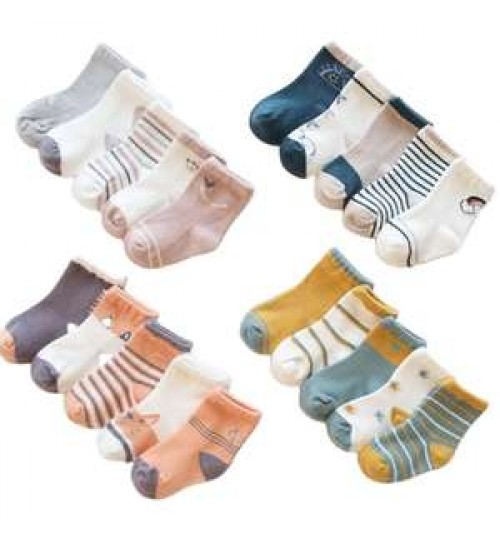 Autumn Winter Soft Cotton Kids Crew Socks Boys Girls Cute Cartoon Animal Stripe Dots Baby Socks
