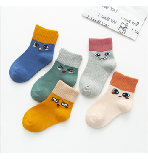 Wholesale autumn and winter kids cotton socks five pairs per pack 1-9 years
