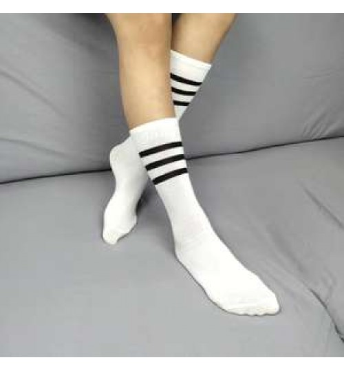 Wholesale factory direct kids 3-striped soccer socks school boy girls cheer leading performance long tube socks