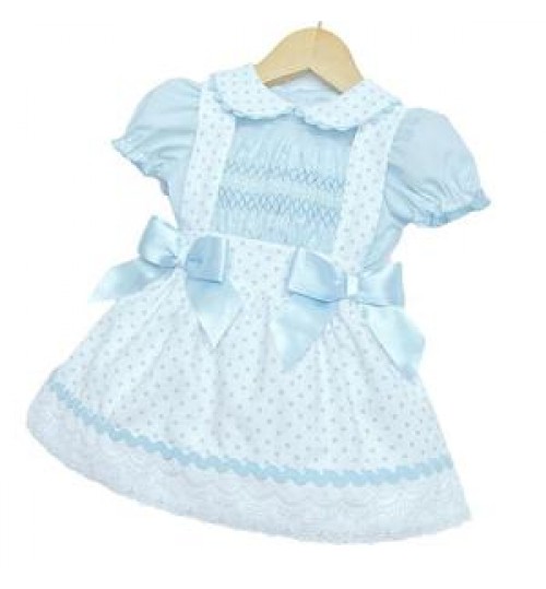 Baby Girl Blue Smocked Frilly Skirt Infant Baby Dress Kids One Piece Boutique dress