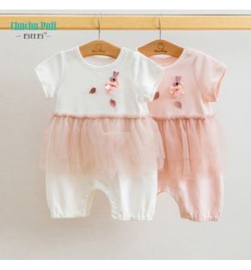 High Quality 100 Cotton Jacquard White Summer Lace Baby Girls Romper Dresses