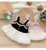 New Boutique Baby Girls Sweet Dress Ruffled Sleeveless Solid Tulle Lace Princess Tutu Dress For Baby Girls