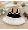 New Boutique Baby Girls Sweet Dress Ruffled Sleeveless Solid Tulle Lace Princess Tutu Dress For Baby Girls