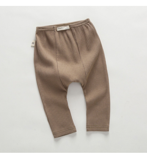 RUNDUO Wholesale Baby Pants Rib Cotton Leggings Solid Color Infant Toddler Leggings Stretch Pants